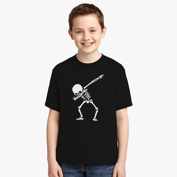 Dabbing Skeleton Youth T Shirt Customon - black skeleton t shirt roblox