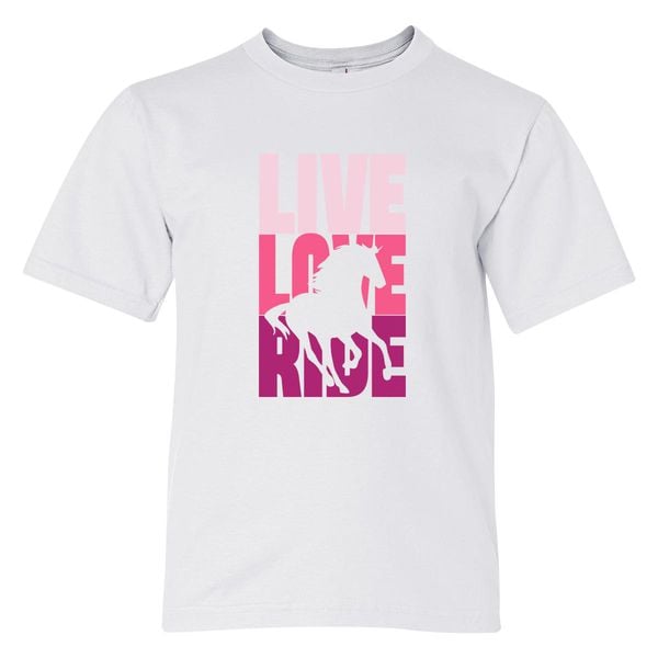 Live Love Ride Youth T-Shirt White / S