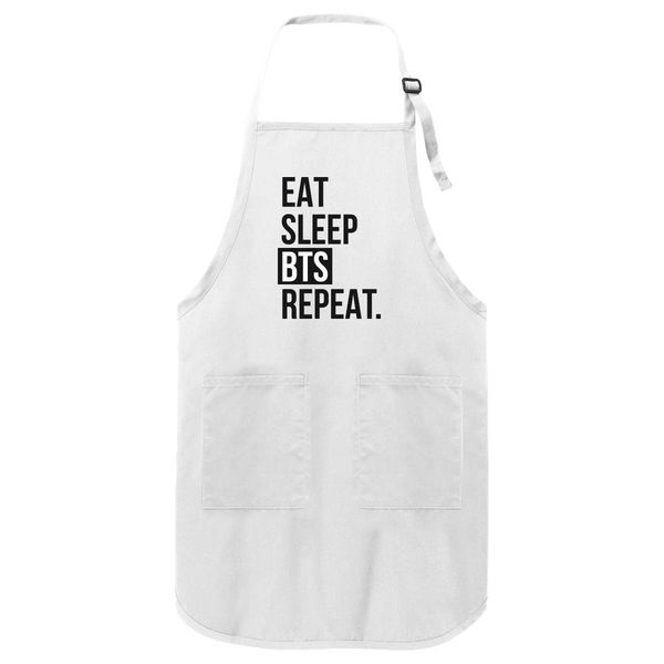 Bts All Day Err Day ( Eat Sleep Bts Repeat) Apron White / One Size