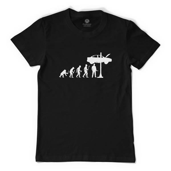 Evolution Of Man And Mechanic Funny Men&#039;s T-Shirt Black / S