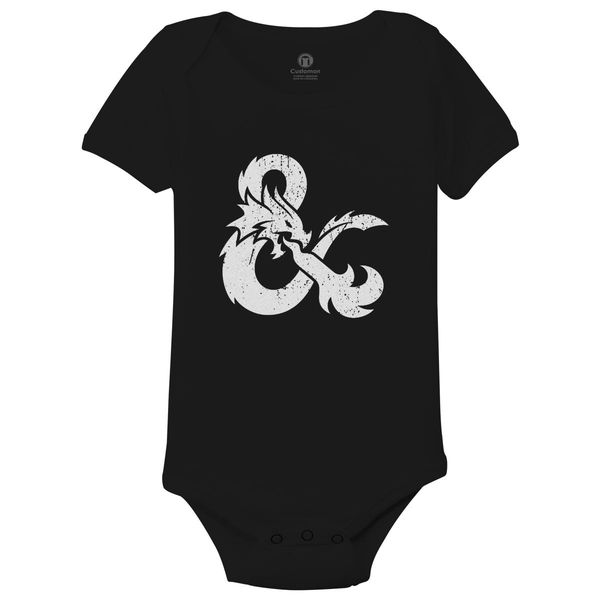 Dungeons And Dragons Vintage Logo Baby Onesies Black / 6M