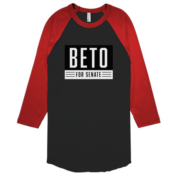 Beto Orourke 2018 Logo Baseball T-Shirt Black Red / S