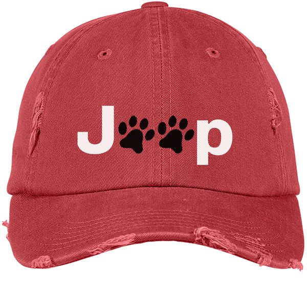 Jeep Paws Distressed Cotton Twill Cap Dashing Red / One Size