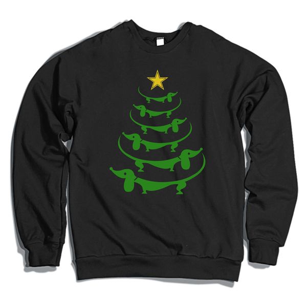 Dachshund Christmas Trees Crewneck Sweatshirt Black / S