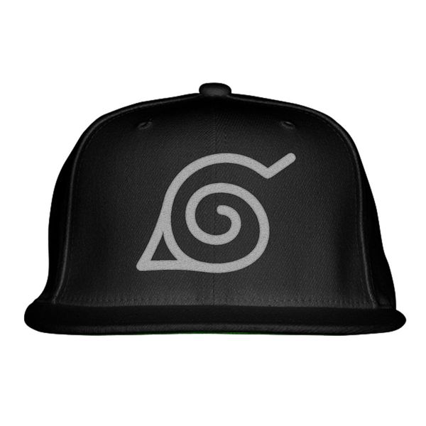 Naruto Konoha Leaf Symbol Snapback Hat Black / One Size