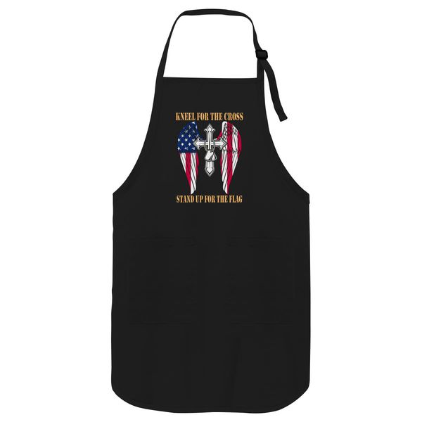 Kneel For The Cross Stand Up For The Flag Apron Black / One Size