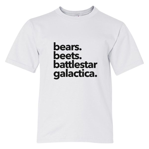 Bears Beets Battlestar Galactica Youth T-Shirt White / S