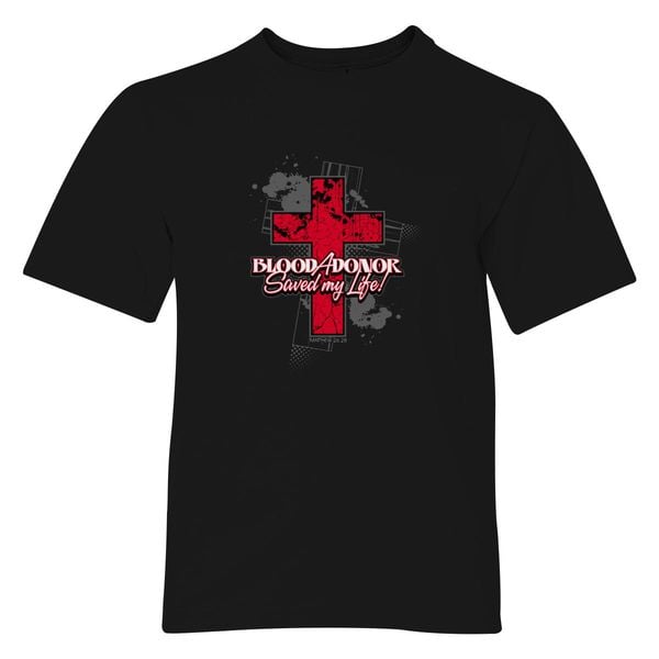 A Blood Donor Saved My Life! Youth T-Shirt Black / S
