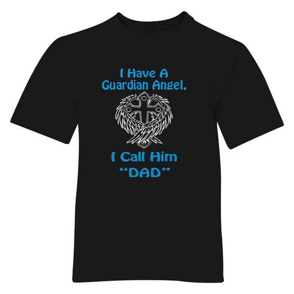 Guardian Angel Dad Youth T-Shirt Black / S