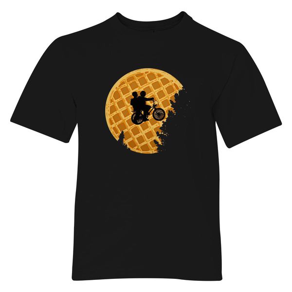 Stranger Things Waffle Youth T-Shirt Black / S